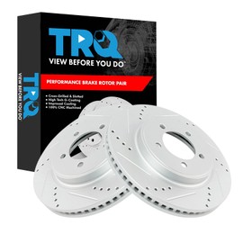 TRQ Front Performance Brake Rotors Set Premium G-Coated Cross Drilled & Slotted Compatible with 2006-2010 Ford Explorer 2007-2010 Explorer Sport Trac Mercury Mountaineer