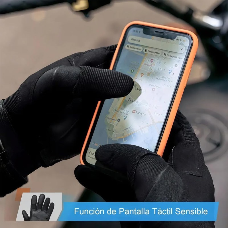 Guantes para Motociclista con Pantalla Táctil, Protección Articular Cuero Antideslizantes