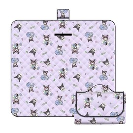 tlyunaooez 80”x 80” Picnic Blanket Extra Large, Waterproof and Foldable Beach Blanket, 3-Layer Outdoor Blanket for 6 to 8 Adults, for Camping, Park, Beach, Grass, Indoors (Purple)