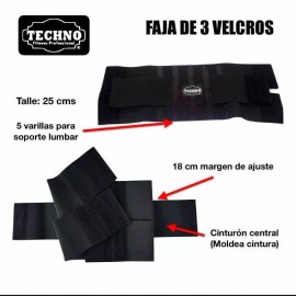 Techno Faja 3 Velcros Mujer Moldeadora De Silueta Y Cintura Talle25