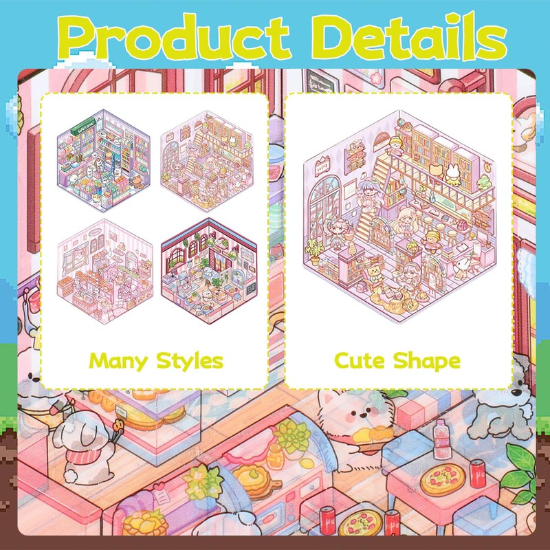 Cosmeria Creative 3D Home Stickers, DIY Stress Relieving Reusable Cartoon