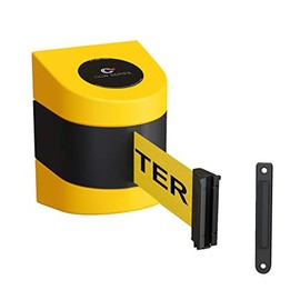 CCW Series WMB-230 - Wall Mounted Retractable Belt Barrier (30 Foot Belt, Yellow"Caution - DO NOT Enter" Black Letters Belt with Yellow ABS Case)