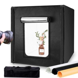 REFLEX CAMERA Professional 70×70×70cm (27.6×27.6×27.6in) LED Light Box, 192 LED Beads 5500K, Foldable Shooting Tent with 3 PVC Backdrops, Portable Photography Softbox (70×70×70cm (27.6×27.6×27.6in))