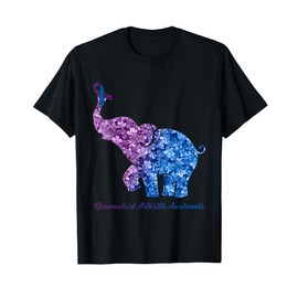 Elephant With Flower Rheumatoid Arthritis Awareness Ribbon T-Shirt