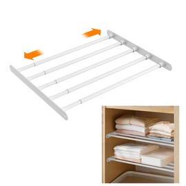 VanlonPro Expandable Closet Shelf Wall-Mounted Metal Storage Rack Adjustable Closet Rod DIY Divider Separator Space Saving for Cabinet Wardrobe Cupboard Kitchen Pantry Cupboard, 17.2-27.7 Inches
