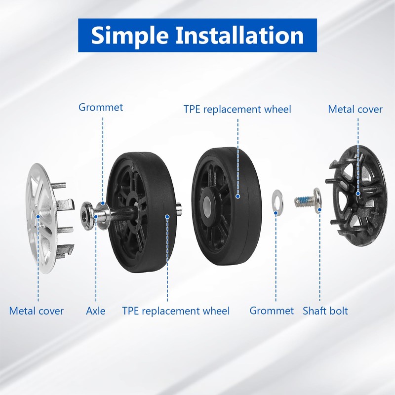 EXLECO Suitcase Replacement Wheels, 4 x suitcase replacement wheels