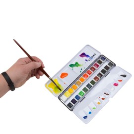 Lukas 1862 Aquarell Artists' Watercolor Paint Set of 24 Half Pans - Vibrant Professional Grade Watercolor Paint - Easy-to-Wet - Intense Color, Long-Lasting - Ideal for Professional Watercolorists