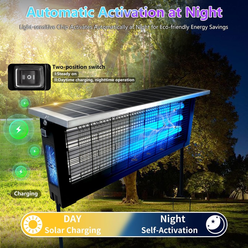 Powerful Large Solar Bug Zapper Outdoor for 4000 sq.ft, Rechargeable