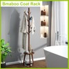 BMOSU Coat Rack freestanding Stand with 2 Shelves Bamboo Wooden