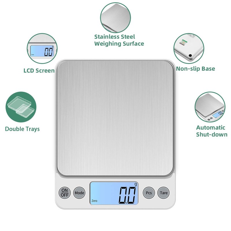 KUBEI Upgraded Larger Size Digital Food Scale Weight Gram, 5kg/0.1g