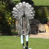 Bernini Peacock Garden Hose Holder, Freestanding Metal Water Hose Holder,