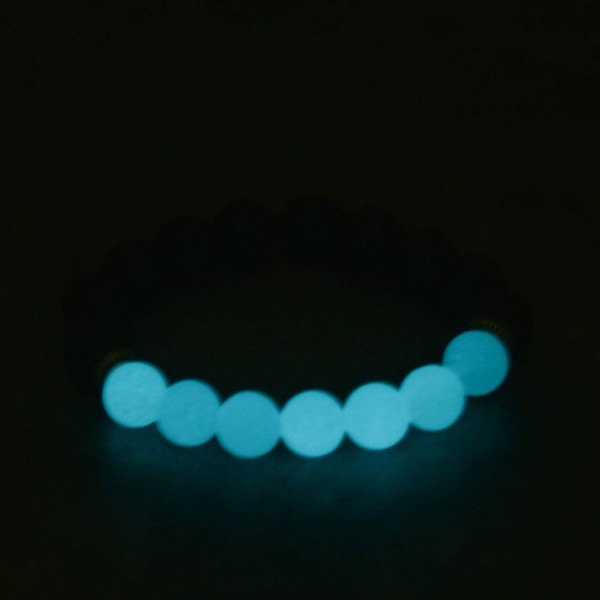 Mystiqs Kids Blue Glowing Stone & Lava Rock Beaded Adjustable Bracelet Essential Oil Diffuser for Aromatherapy Ideal for Anti-Stress or Anti-Anxiety Made with Real Stones No Silicone No Plastic 6-13