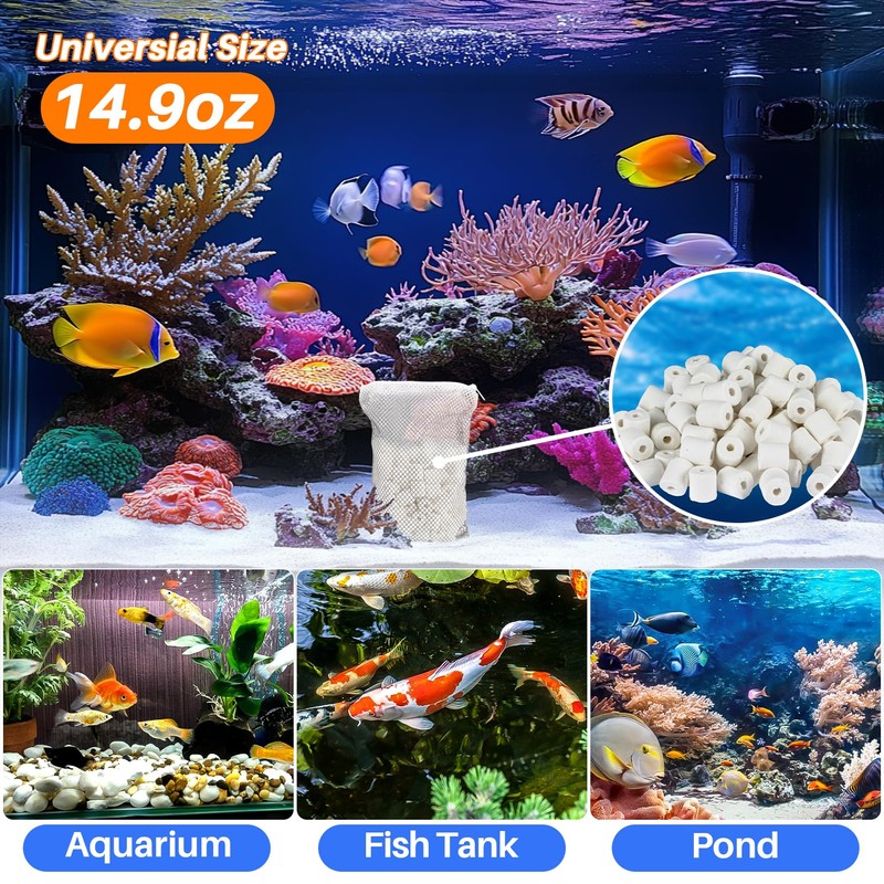 Sukh 3 Bags Ceramic Rings for Aquarium Filter - 425g