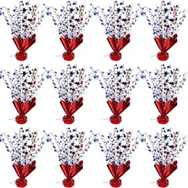 FUBININA 12 Pack 4th of July Table Centerpiece Decoration Metallic Foil Spray Star Burst Patriotic Decor 250th Anniversary Independence Day Labor Veteran Memorial Day Party Supplies Red White and Blue
