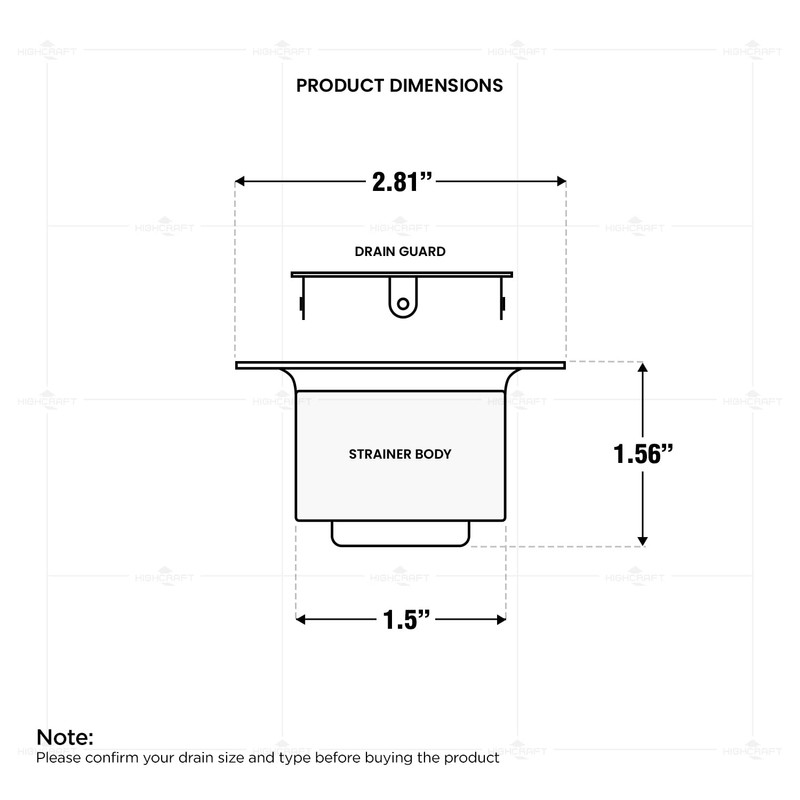 Highcraft Flat Stainless Steel RV Mobile Shower Strainer - Drain