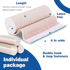 AZEN Paquete de 40 vendajes elásticos de 6 pulgadas, vendaje de compresión para piernas, tobillo, rodilla, barriga, cuerpo, sin látex, envolturas de l