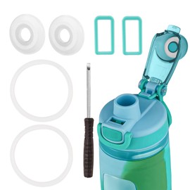 6PCS Silicone Accessory Set Compatible with 16oz Bubba Kid Water Bottle, Includes Round Leak Stopper, Rubber Holding and Lid Gasket for Bubba Kids Bottle (White&Blue-2+2+2)