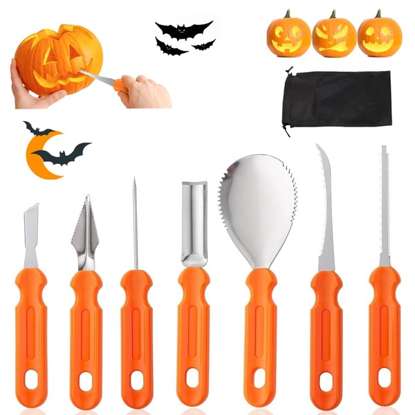 7 Pcs Halloween Pumpkin Carving Tools Kit, Professional and Heavy