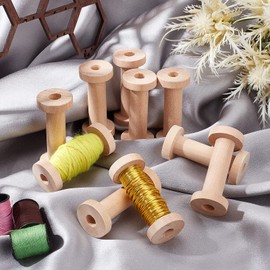 PandaHall Long Wooden Bobbins, 2.75 Inches / 7 cm Empty Bobbins Wood Sewing Embroidery Thread Spools Wire Weaving Spools for Embroidery and Sewing Machines Crafts Thread Cord Roll, Pack of 10