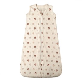 Baby Organic Cotton Wearable Blanket Unisex Sleeping Sack with 2-Way Zipper, Swaddle Blanket Infant Sleeping Bag (0.5 Tog Mini Bears, 3-12 Months)