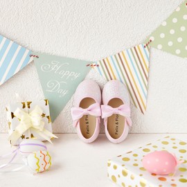 Felix & Flora Girls Mary Jane Flat Dress Shoe for Toddler Little Kid Party School (7 Toddler,GL Pink)