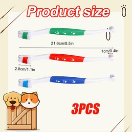 Gosknor 3 Pcs Dual Headed Pet Toothbrush for Dogs & Cats, Soft Bristles Pet Teeth Brush Double Head Cleaning Toothbrush for Small and Large Dogs Cats Teeth Cleaning and Dental Care(Three Colors)
