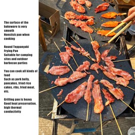 Pizza Pan with Handles,Korean BBQ Grill Pan, Cast Iron Round Griddle,Nonstick Cooking Griddle for Grilling Pork Belly, Pancakes, Fried Rice Cakes, Ribs, Fried Meat(36CM)