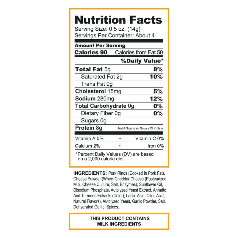 Pork King Good Nacho Cheddar Pork Rinds Chicharrones 7oz Family