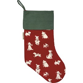 Primitives by Kathy 108217 Dog Christmas Stocking, 18-inch Height, Red, Cotton