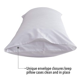 White Body Pillow Cover 100% Long Staple Cotton 500 Thread Count Sateen Body Pillowcase with Envelope Closure (White, 20" x 54")