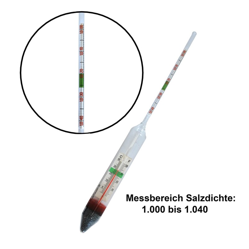 AQUARIUM PLÜDERHAUSEN Hydrometer with Thermometer for Measuring Salt Density in