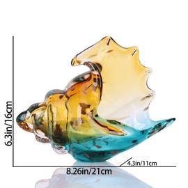 Blown glass conch statue, coastal home decor sea shells, glass conch horn sculpture, blown glass art for office decor, living room dining table centerpiece, bathroom shelf top and cabinet decoration