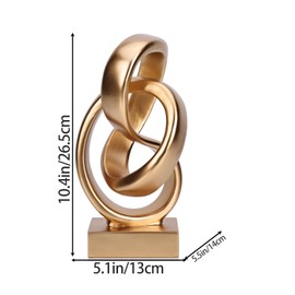 DOVDOV Abstract Gold Knot Statue, Geometric Knot Decor, Gold Decor on Shelf Bookshelf countertop for Living Room Coffee Table Office Coffee Table entryway entryway Desktop Decorative Ornament.