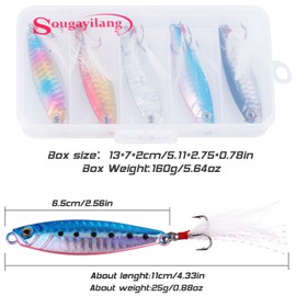 Sougayilang Jigs Fishing Lures Sinking Metal Spoons Micro Jigging Bait