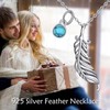 ONEFINITY Feather Chain 925 Sterling Silver Turquoise Feather Pendant Chain