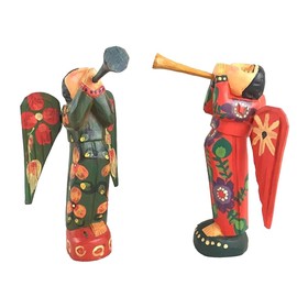 Altiplano Wooden Trumpet Angel Hand Carved Made in Guatemala