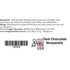 Lang's Chocolates 8oz Dark Chocolate Nonpareils Certified Kosher-dairy