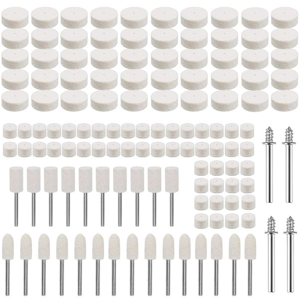 Bestgle 129Pcs Wool Felt Polishing Pads Abrasive Polishing Buffing Wheel