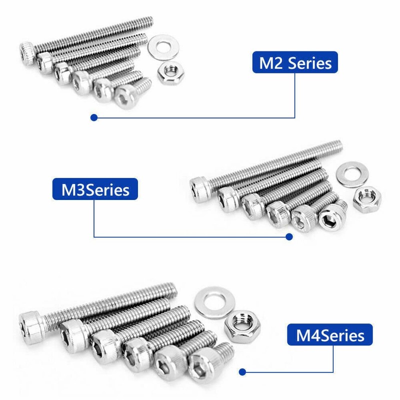 1080pcs Stainless Steel M2/M3/M4 Bolts Nuts Screws Hex Head Assorted