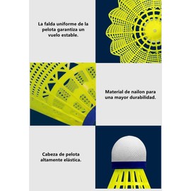 6 Piezas Pelota de Bádminton, Bolas de Bádminton de Entrenamiento Deportivo de Nylon, para Deportes de Interior y Exterior, Amarillo