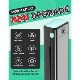 Phomemo Tattoo Stencil Printer, M08F Wireless Thermal Tattoo Printer with 10pcs Transfer Paper, Compatible with Phone/Tablet/PC, Tattoo Supplies for Tattoo Artists & Beginners, Black & Green