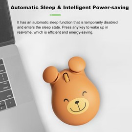 Samudgate Wireless Mouse 2.4GHz Lovely Cartoon Bear Shape USB Mouse Portable Cordless Mouse with USB Receiver, Kids Small Optical Mouse Computer Mouse for Laptop Computer