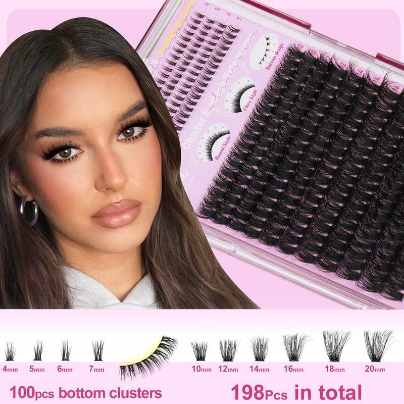 Thick Lash Extensions with Bottom Eyelash Clusters Wispy Volume Lash