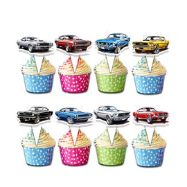 24 Pcs Classic Sport Cars Cupcake Toppers - Perfect for Boys' Birthday Parties, Racing Theme Events, and Car Enthusiast Celebrations