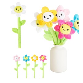 Plush Flowers Fabric Flowers Bouquet Funny Plush Plant Fabric Flowers for Kids Gift Idea Girls (Pack of 5)