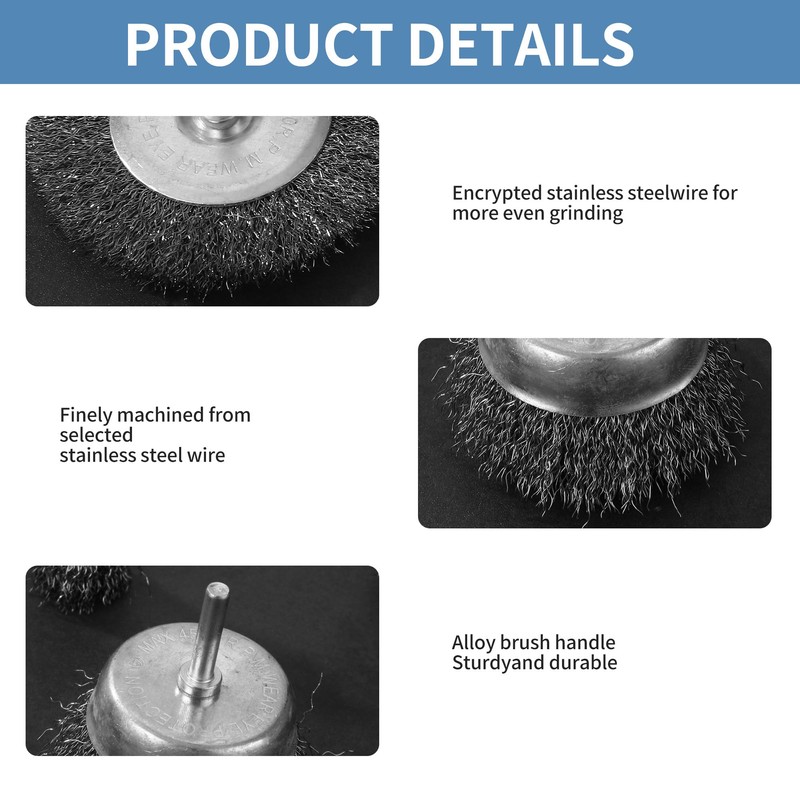 BUCOMTU Pack of 12 Wire Brushes Drill, 6 mm Wire