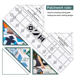 Daiilg 90 Degree Double Strip Quilt Ruler, 10 Inch Acrylic Quilting Triangle Rulers, Non-Slip Quilting Rulers and Templates
