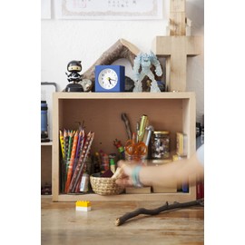 Lemnos Wecker Farbe/Wecker Analog ohne Ticken/Reisewecker in japanischer Qualität aus Holz gefertigt/analoger Wecker ohne Ticken/Wecker batteriebetrieben – Farbe blau