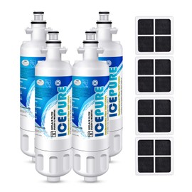 ICEPURE ADQ36006101 Refrigerator Water Filter Replacement for LG LT700P, KENMORE 9690, 46-9690, ADQ36006102, 469690, LFXC24726S, RWF1200A, 4 Combo