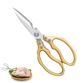 Küchenschere,Haushaltsschere aus Edelstahl, Allzweckschere,Schwere Scharfe Kochschere mit Flaschenöffner,Multifunktions für Küche,Huhn,Geflügel,Fisch,Fleisch,Kräuter,Nüsse,Spülmaschinenfest,Golden